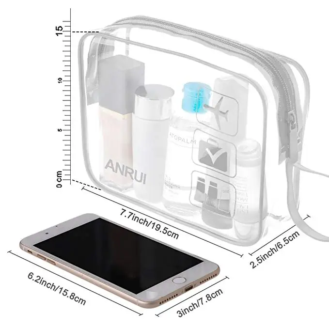 
Heli Custom Clear Zipper PVC Plastic Cosmetic Bag With Handle 