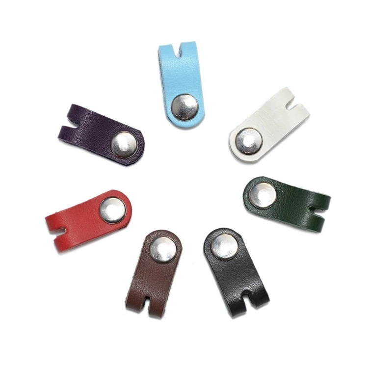 fashion micro usb data cable clips genuine leather gifts item cable tidy earbud tie hot selling