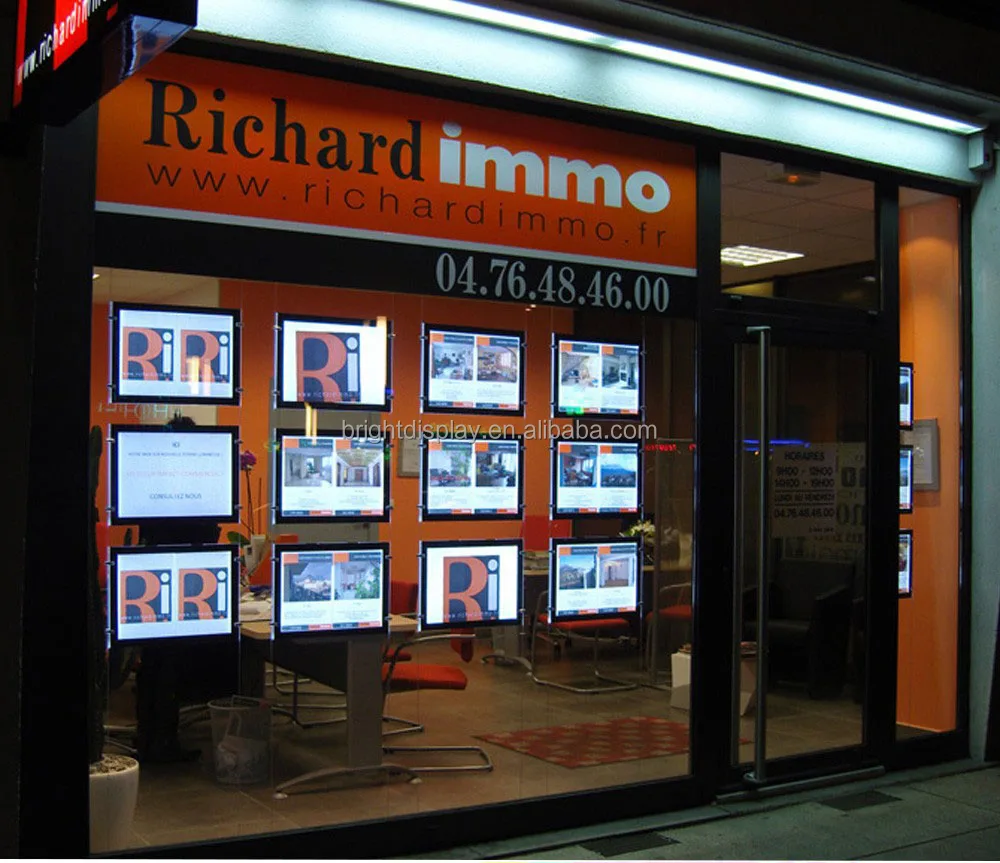 A4 Cable Hanging Wire Window Display Kit Double Sided Illuminated frames