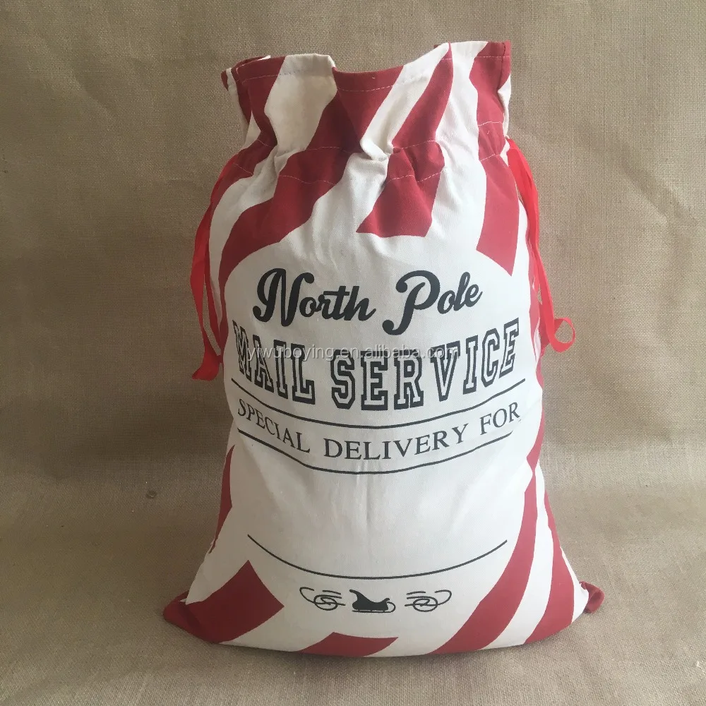 High quality wholesale cotton santa sacks for christmas sata gift bags