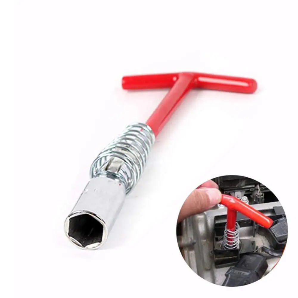 16mm Auto Car T-Handle Joint Spark Plug Socket Wrench 16mm Remover Installer Tool Red+Silver