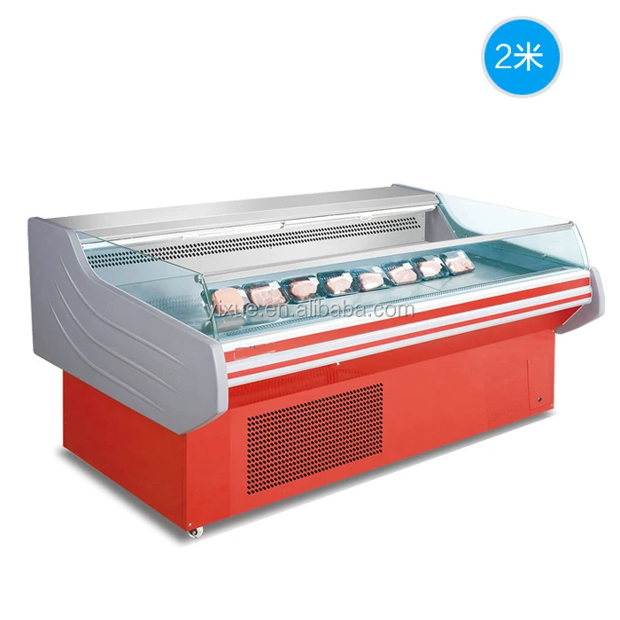 supermarket open type display chiller for meat and chicken/ butchery chiller for beef/ 2meter long deli chiller