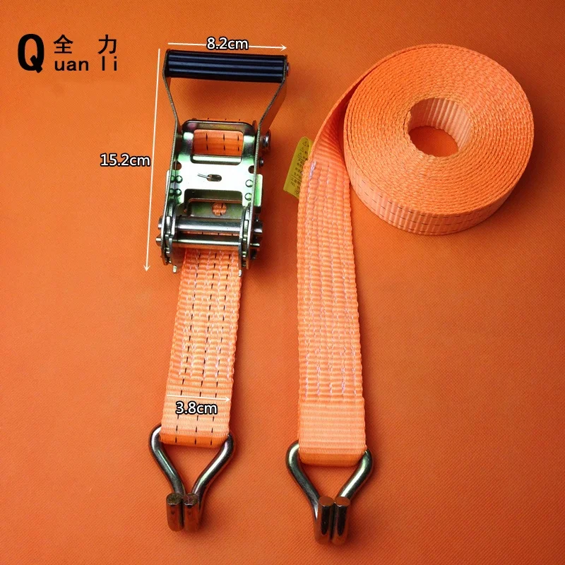 38mm 3Ton Heavy duty plastic handle Ratchet Tie Down Strap with double J hooks
