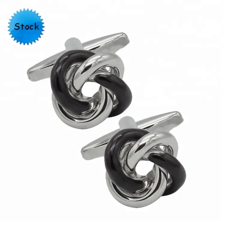 Silver gold knot cufflinks for men white to black knot gift cufflinks cuff button for sale