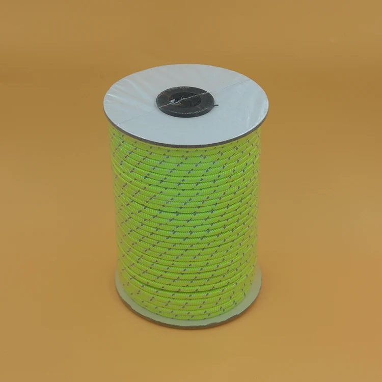 
reflective polyester braided tent cord lien rope cone winded rope 