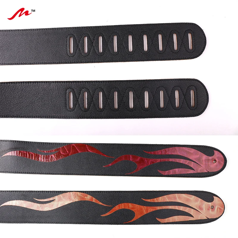 
Whole new high quality custom leather guitar strap with fire shiningpattern for electric guitat/bass 