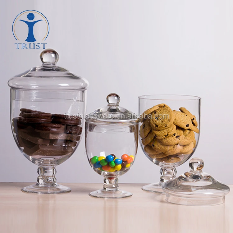Cheap Price Different Types Factory Direct Supply Clear Round Belly Glass Candy Jars With Lid
