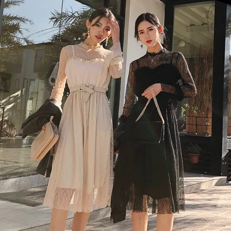 Maxnegio lace dress lady street style clothes women 2 piece set clothing