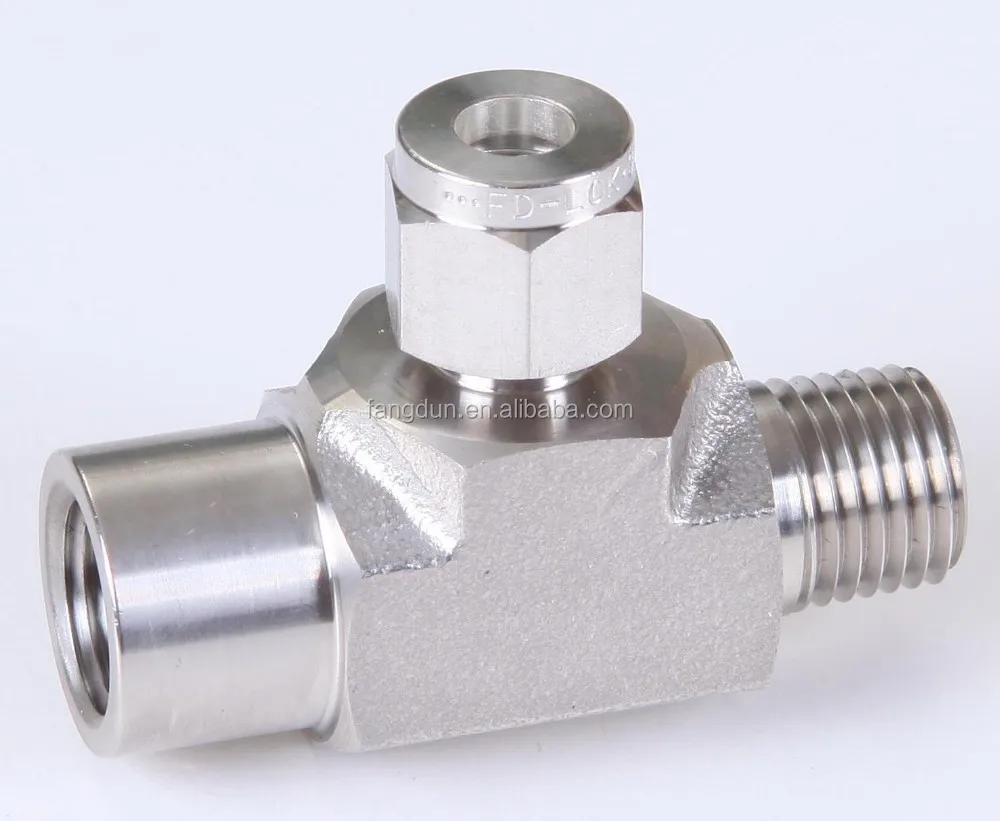 tube ferrule male female threaded 1/8 to 3/4 3-way corner T shape tee fitting/3-way corner fitting/SS316 tee tube fitting