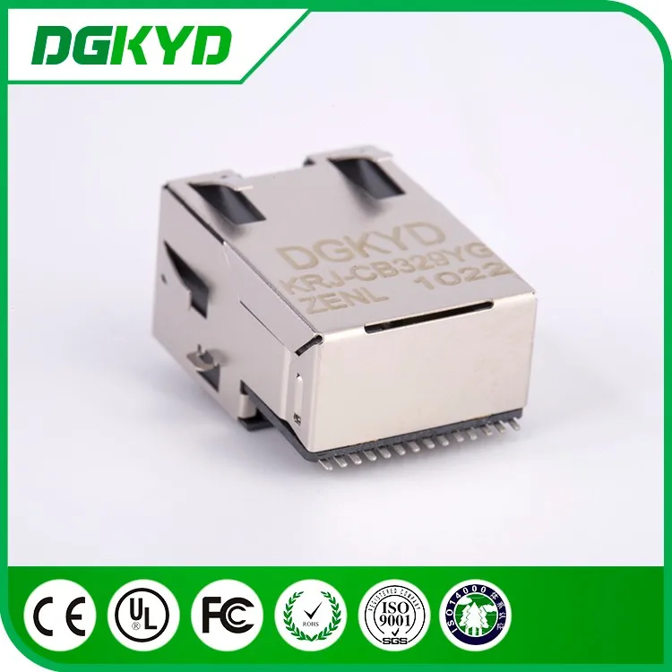 10P8C ethernet jack, низкопрофильный модуль разъема RJ45, smt , 1000 BASE-TX , led