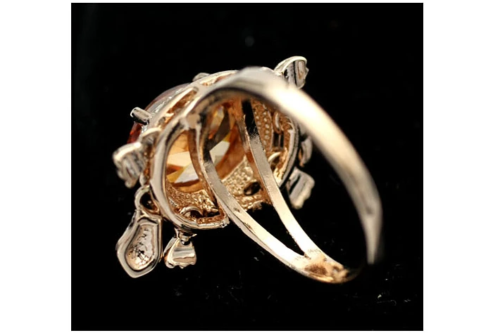 Gold gemstone tortoise finger ring golden noble topaz gemstone tortoise ring 2016