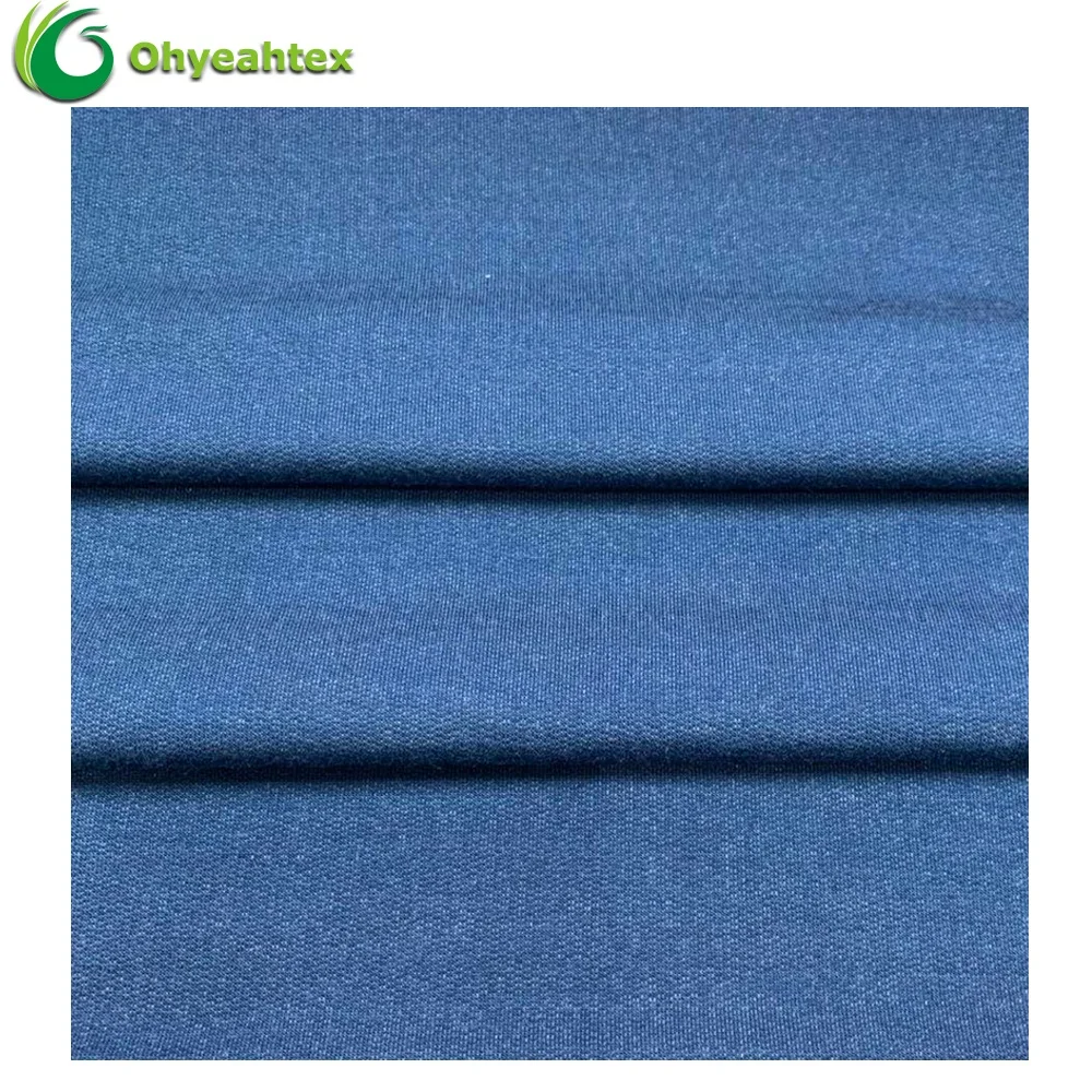 Soft R/T Spandex French Terry Indigo Knitted Denim Fabric for Sweatshirts