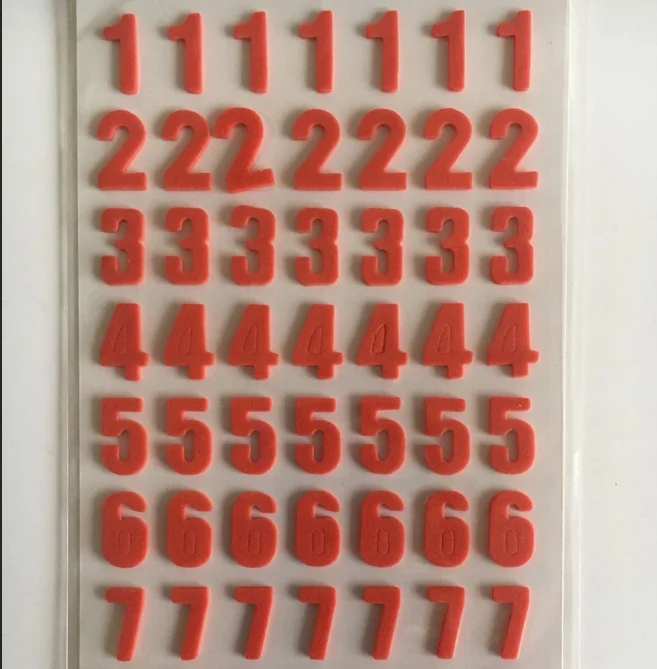 numbers  alphabet foam stencil custom 3D fabric sticker self adhesive figure felt stickers for kids