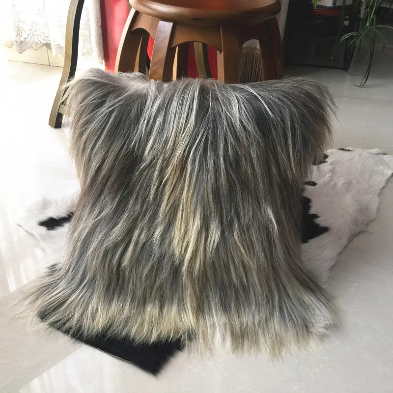 100% настоящие длинные волосы подушка из Козьего Меха естественного цвета