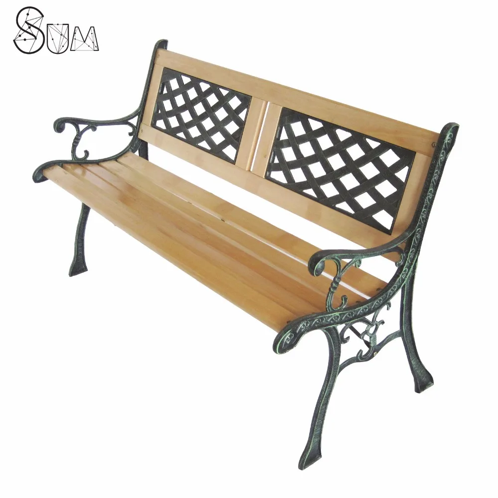 
Wooden Garden Bench Outdoor Furniture Park Patio Timber Metal Seat Lounge Chair 