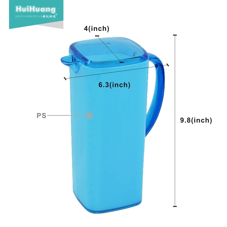 Высокое качество BPA Бесплатно Эко-дружественных 1 5 литр двойной цвет PS квадратный пластиковый кувшин для воды Пластиковый кулер с крышкой
