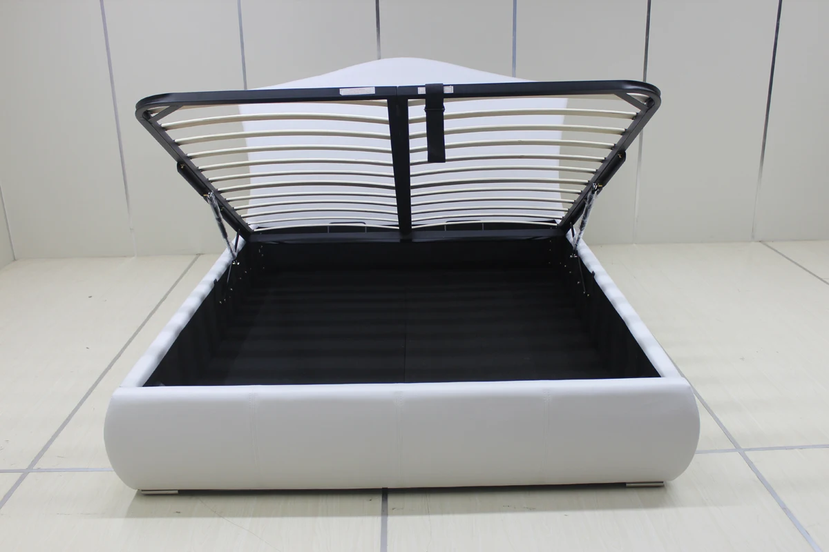 Hydraulic Lift Up Storage Upholstered Fabric Bed