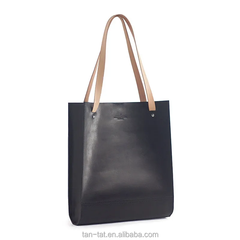 
Women Black Fashion Cow Wax Oil Leather Tote Bag 