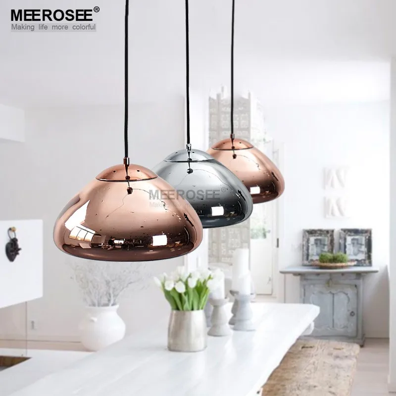 MEEROSEE Glass Shade Dome Pendant Light Hanging Stained Glass Lamp MD83009A