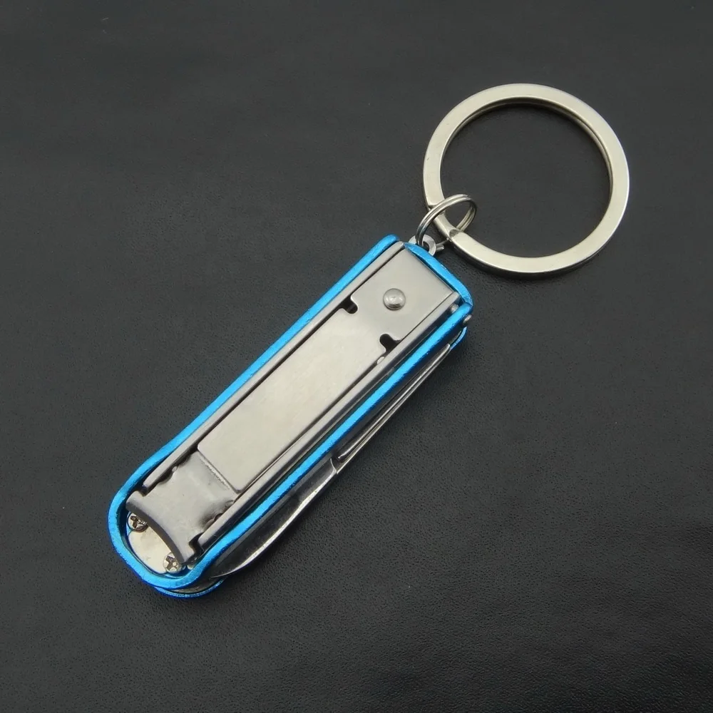 Portable Keychain Nail Clippers Nail File Pocket Knife with Scissors 5 Stainless Steel Folding Functions Accessories for Travel
