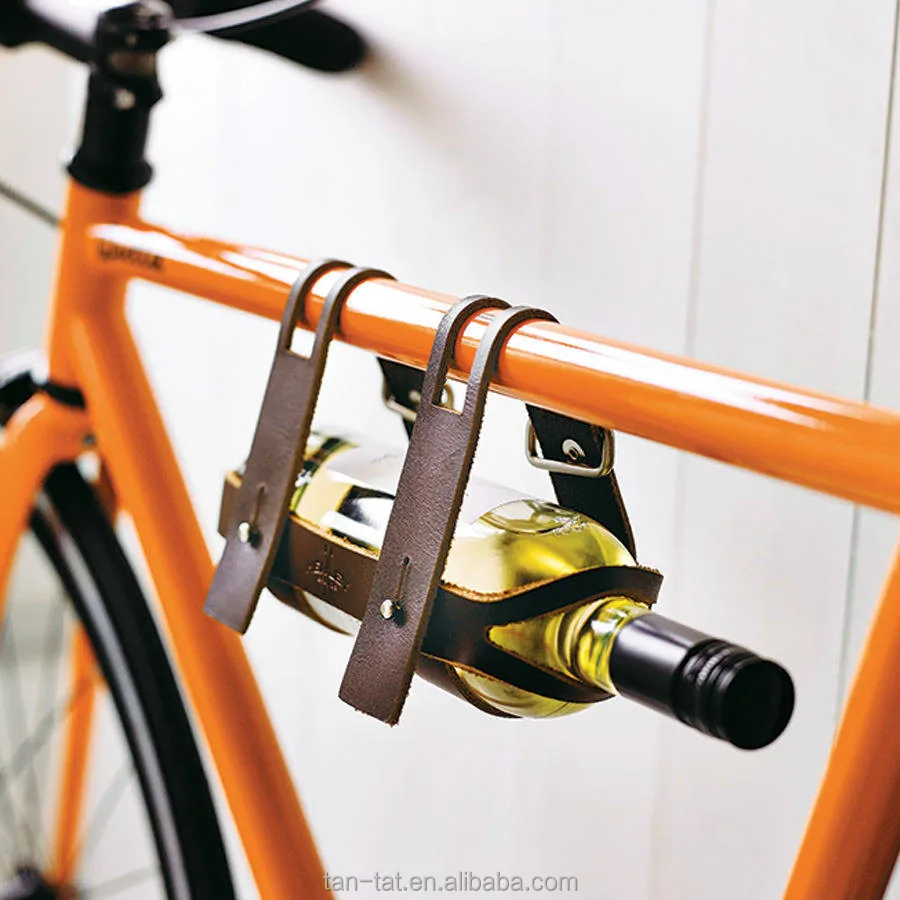 Genuine Leather Bicycle Wine Beer Caddy Rack Holder