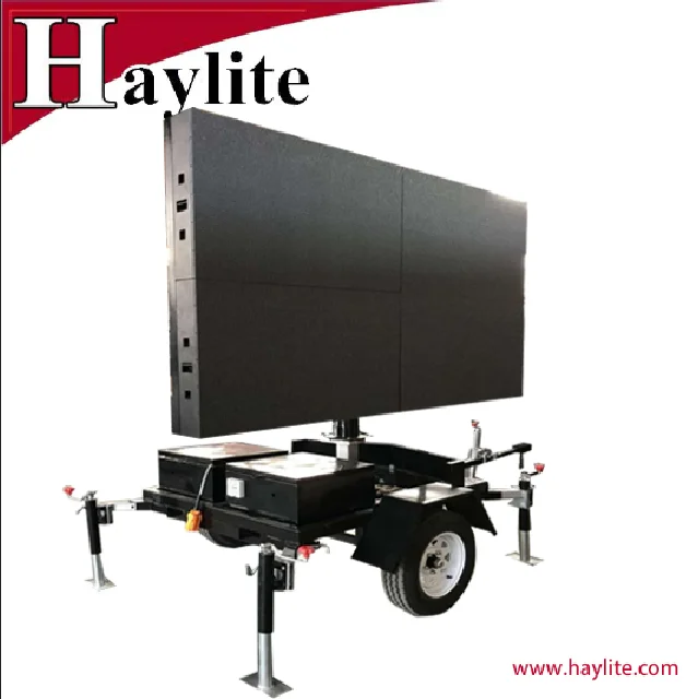 LED display sign trailer for traffic use with solar panel