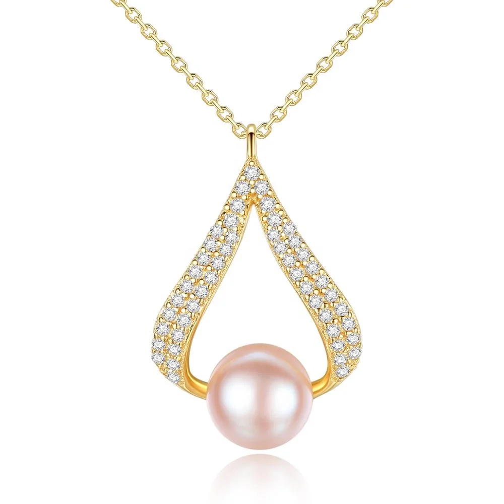 CZCITY Dainty Gold Chain 925 Sterling Silver Woman Natural Freshwater Necklace Jewelry Custom Pearl Pendant