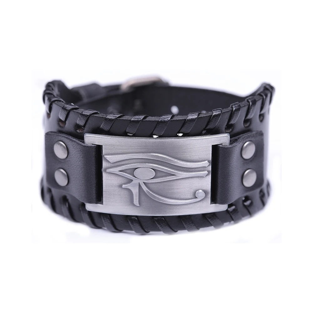 The Eye of Horus Wedjat Eye Talisman for Health and Happiness Bangle Leather Bracelet