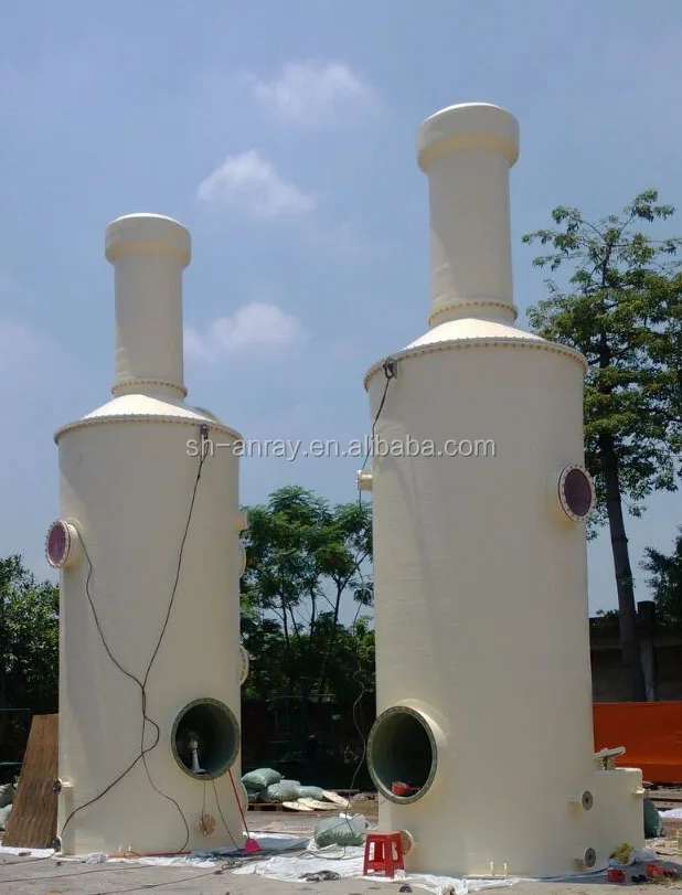 Vertical gas/wet FRP scrubber