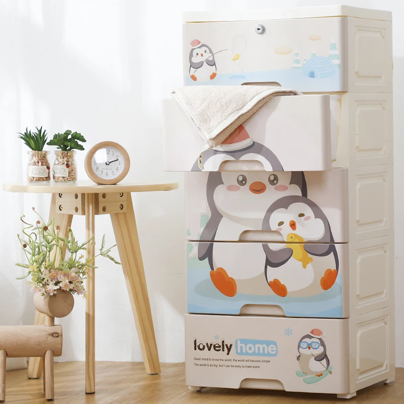 
Cartoon patten kids baby plastic wardrobe wtih lock 
