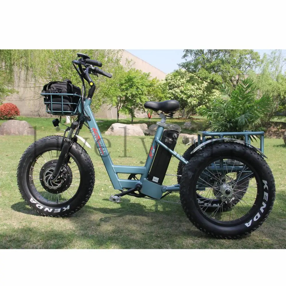 CE trike с толстыми покрышками 20 дюймов грузовой велосипед трехколесный электрический велосипед