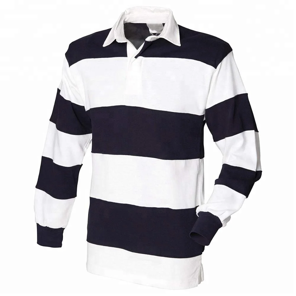 Dye fabric long sleeves Rugby Polo shirts with stripes pattern