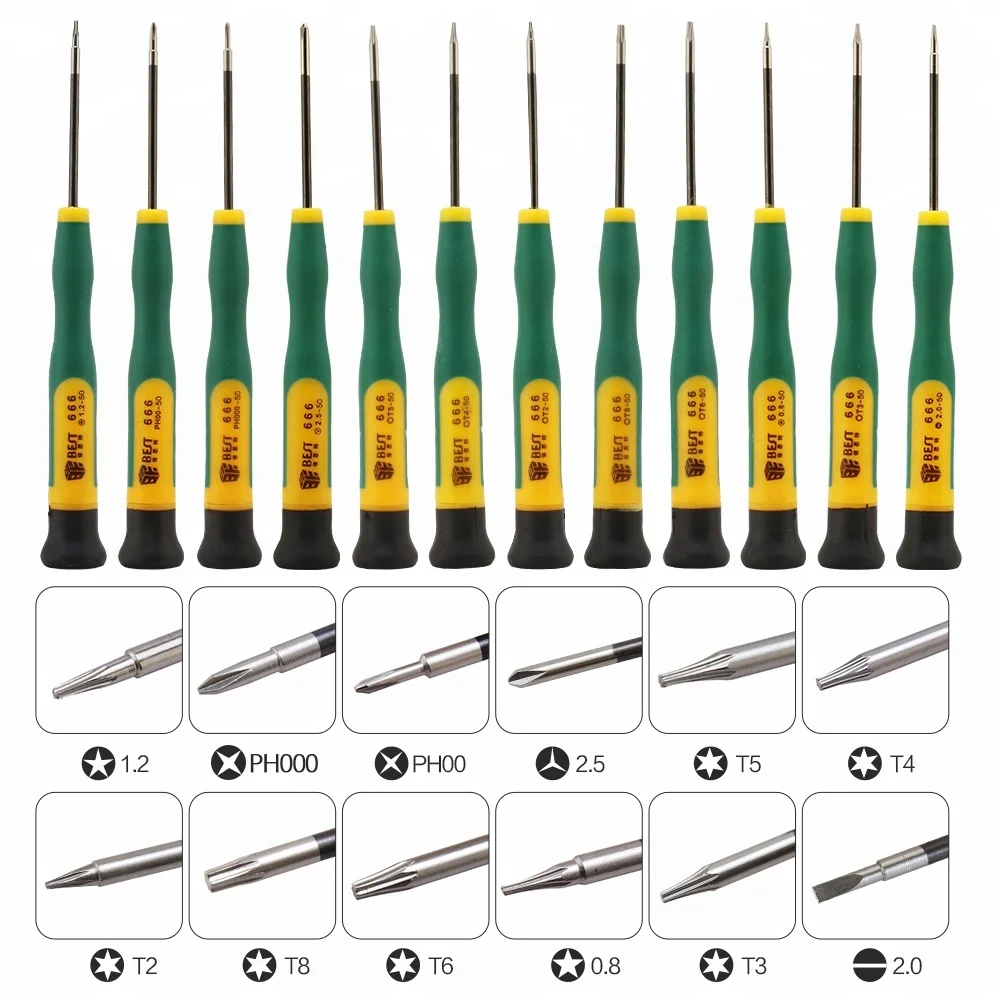 BST-666 12 In 1 T2 T3 T4 T5  Phillips CR-V Screwdriver Set destornillador precision torx 6 Screwdriver Set For Iphone Repair