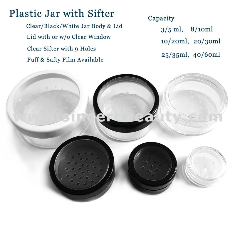 
3 г 5 г 10 г 15 г 20 г 25 г 40 г 60 г пластиковая банка для порошка с ситечком для дозирования порошка 