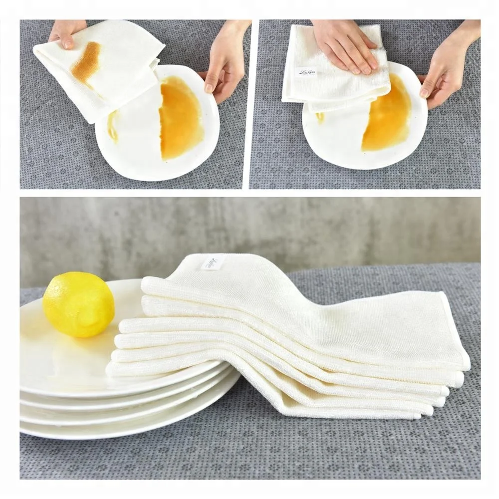 
Organic natural bamboo fiber dish clean cloth kitchen towel bulk rags 