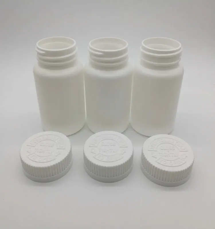 100ml Plastic HDPE White pill bottle round child proof cap medicine HDPE bottles with crc cap