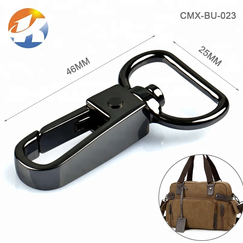 High Quality Bag Accessories Custom Metal Swivel Spring Snap Hook for Handbag, Black Metal Hook Snaps Buckle for Strap Backpack
