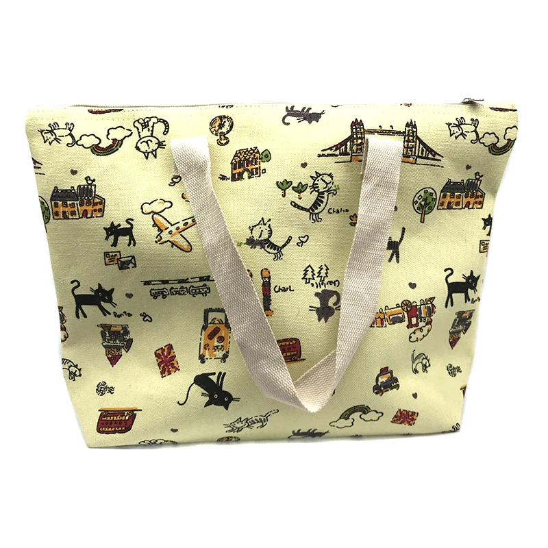 
printed Canvas Tote Shopping Bag Foldable Grocery Bags Reusable Supermarket Handbag 