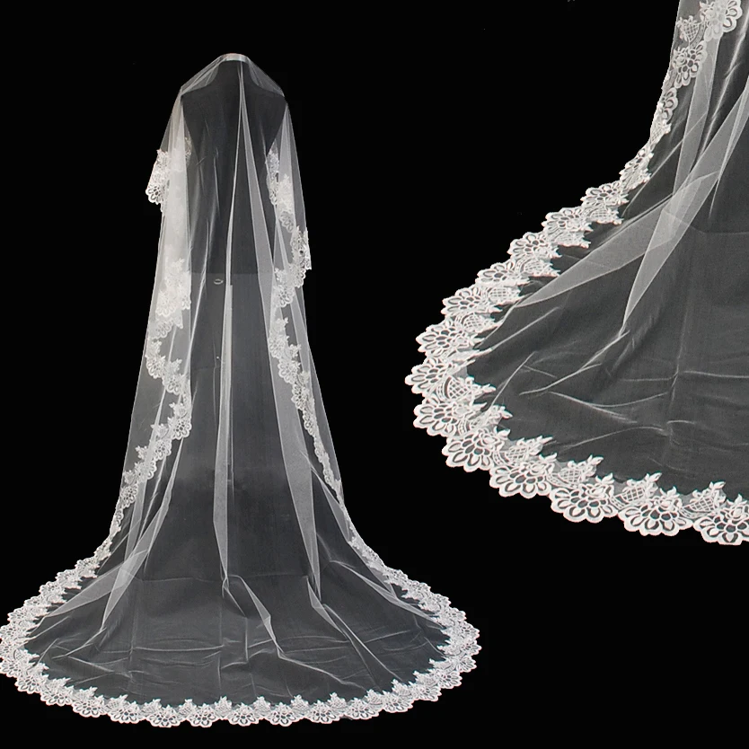
Bridal Accessories wholesale Hot Sell luxury classics Lace appliqued wedding veils For Ladies 