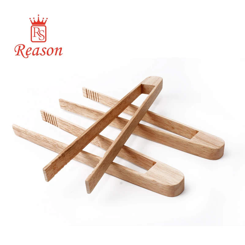 BBQ mini oak wooden food tongs