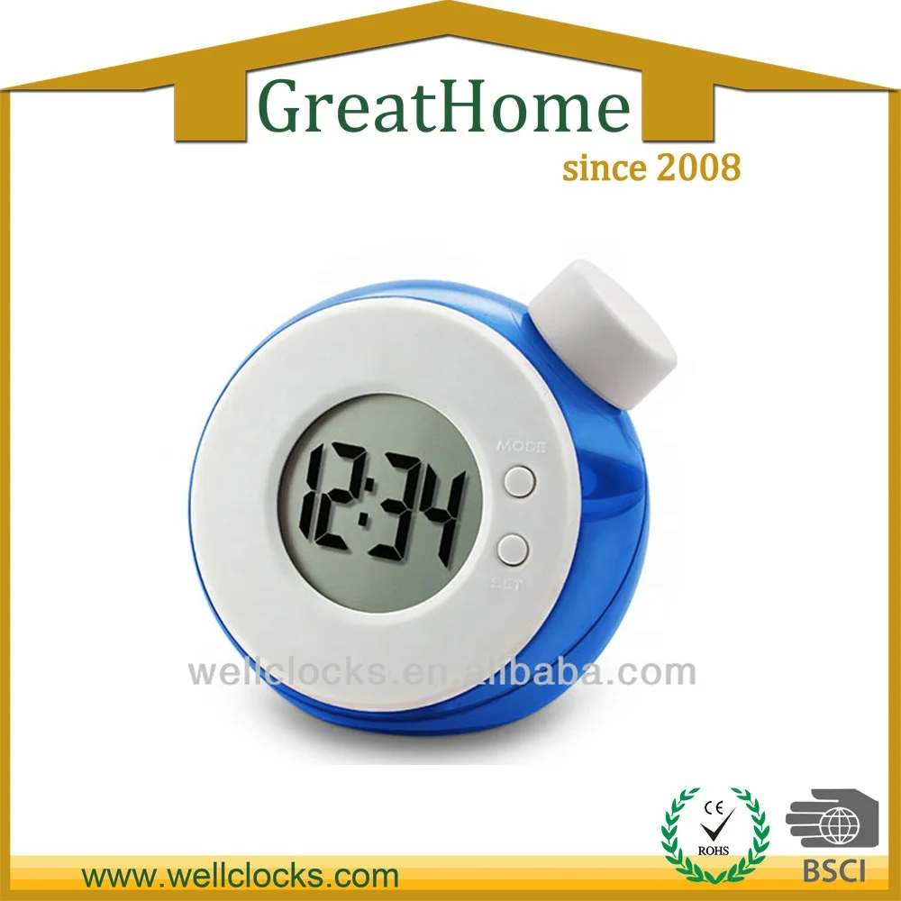 Cute Special Round Design Colourful Mini Water Power Table Alarm Clock