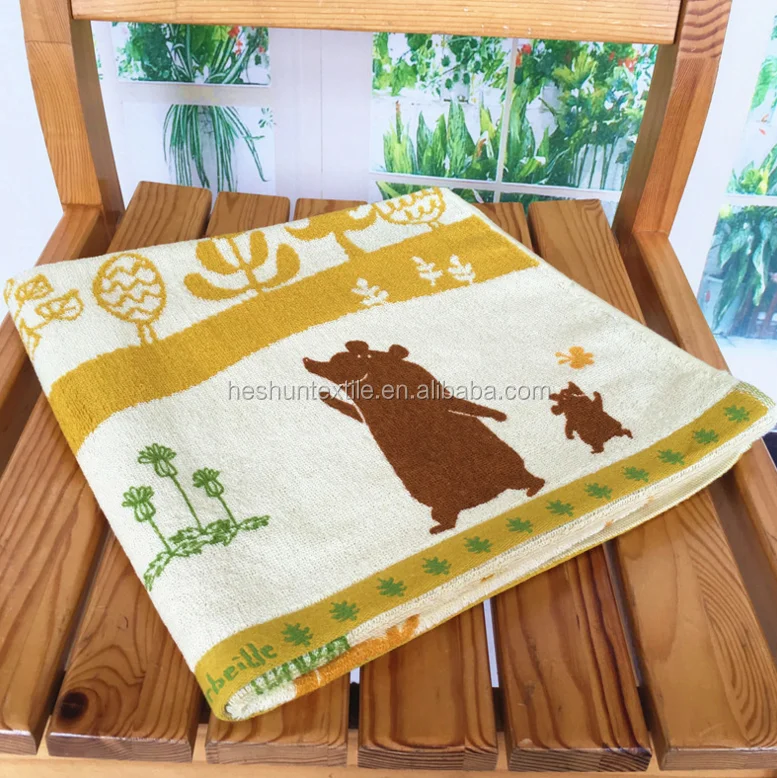 OEM logo 100% cotton yarn dyed jacquard terry beach bath towel