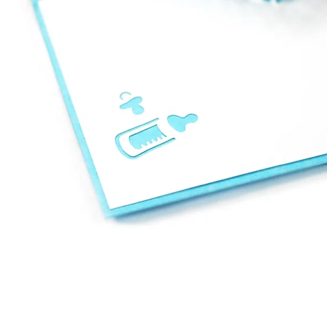 High Quality Laser Cut Baby in Crib Hollow 3D Pop Up birthday Greeting Card, Congratulations New Baby Girl