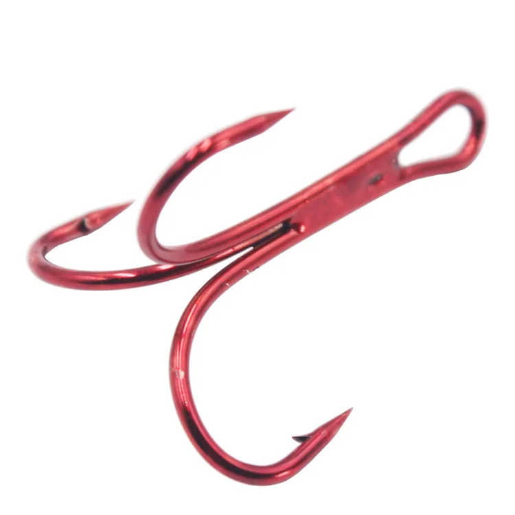 
HS3531 Big Size Red Color High Carbon Steel Three Anchor Hooks Treble Fishing Hook 