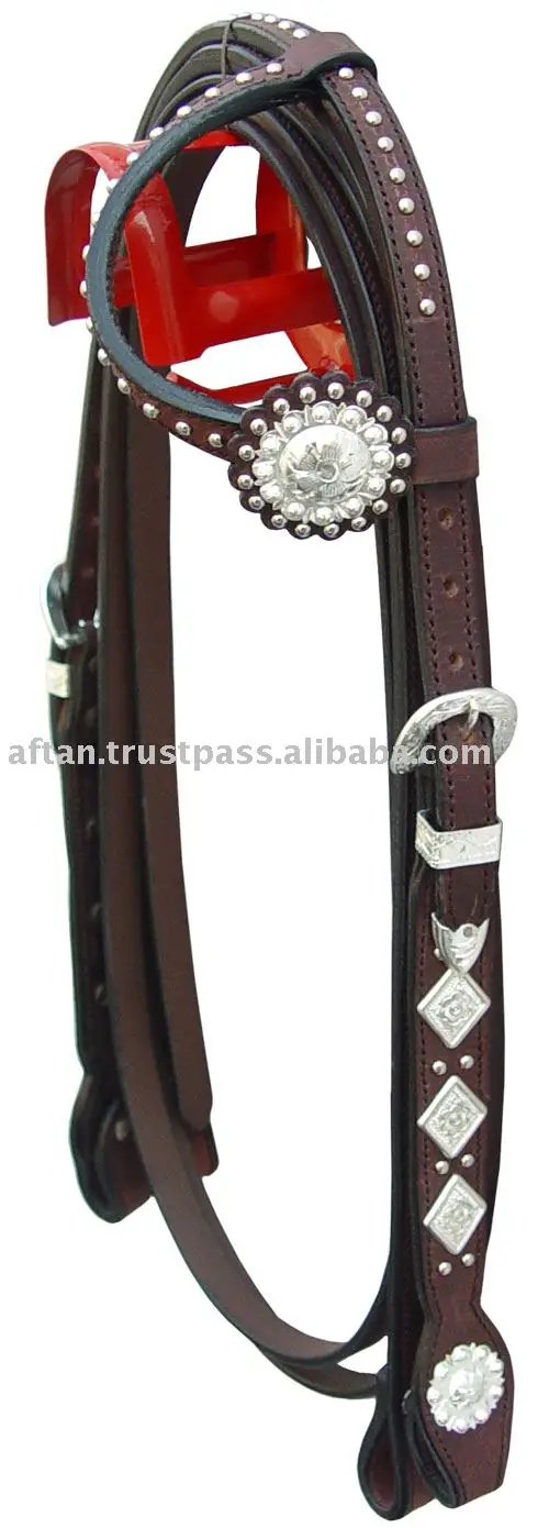 Top Quality Horse Western Head Stall On 100% Pure Indian Leather With Hand Carving And Brass Buckles