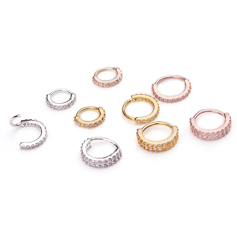 Silver And Gold Plated Copper Cz Hoop Clicker Helix Cartilage Earring Daith Snug Rook Tragus  Nose Piercing Jewelry Wholesale