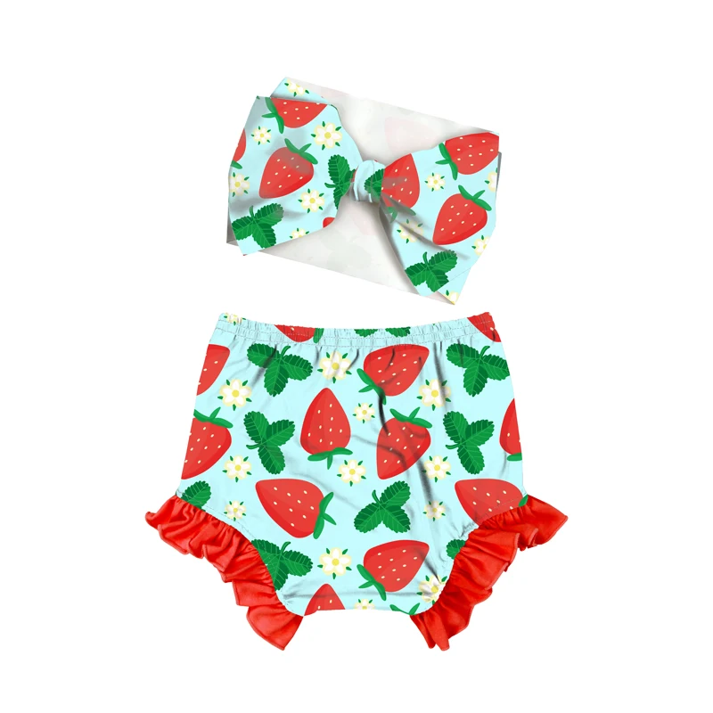 
Green red floral Leopard Print newborn infant bow and bloomer set ruffled baby bloomer 