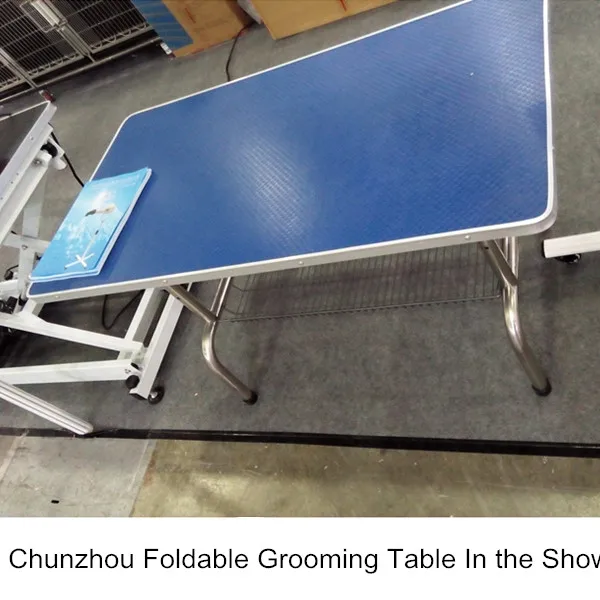 
Chunzhou Portable Purple Dog Grooming Table with Arm and Noose and Shelf Heavy Duty Folding Grooming Table 