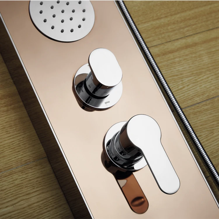 hot sale gold 304# stainless steel shower panel /shower column with temperature display
