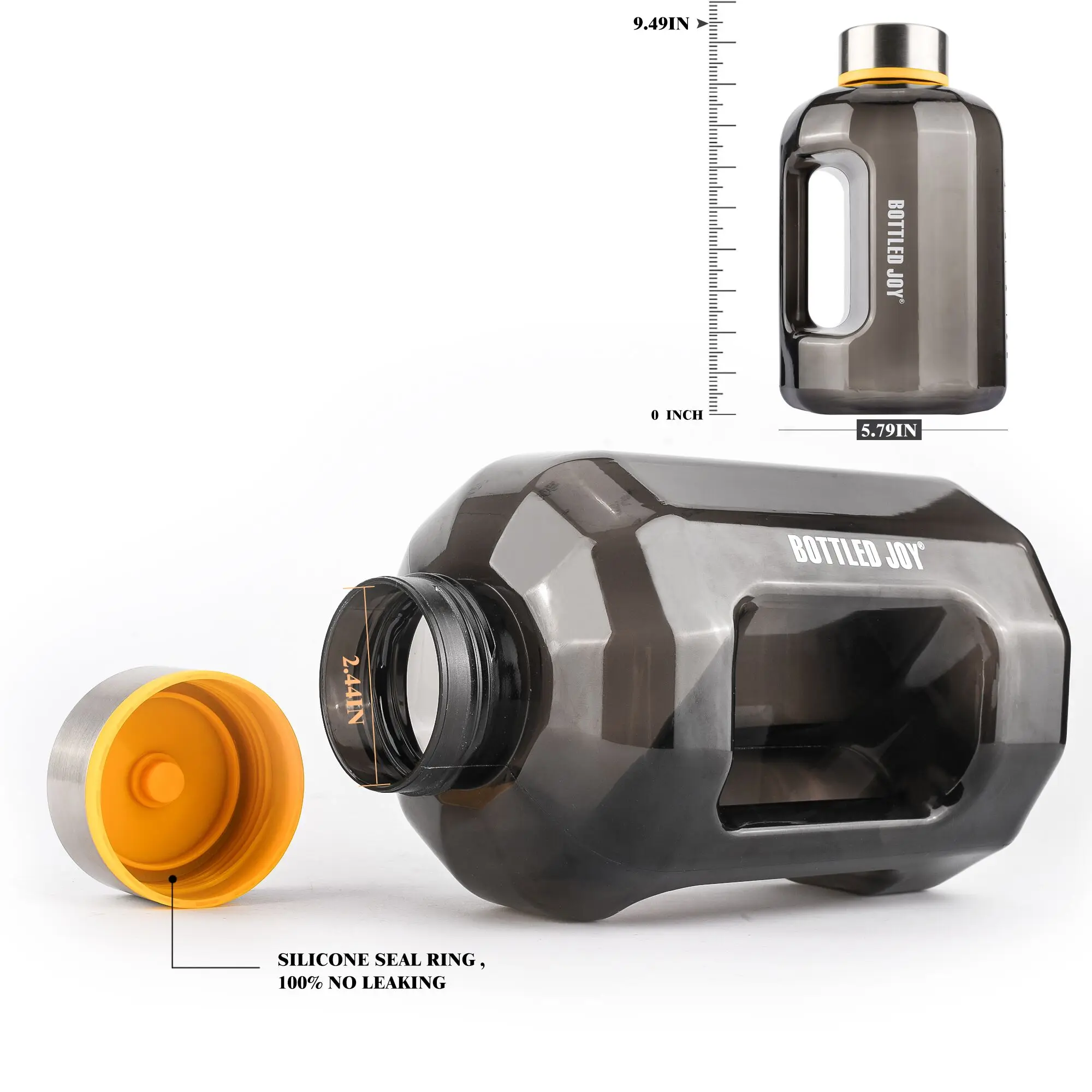 
Dishwasher safe 84 OZ BPA FREE large water bottle with time mark clear water jug with handle 